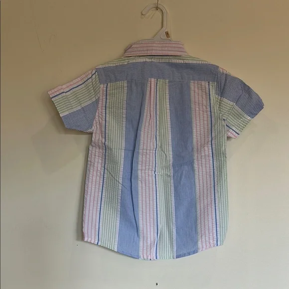 Janie and Jack Blue and Pink Button Down Shirt with Stripes size 5 NWT - Picture 4 of 4